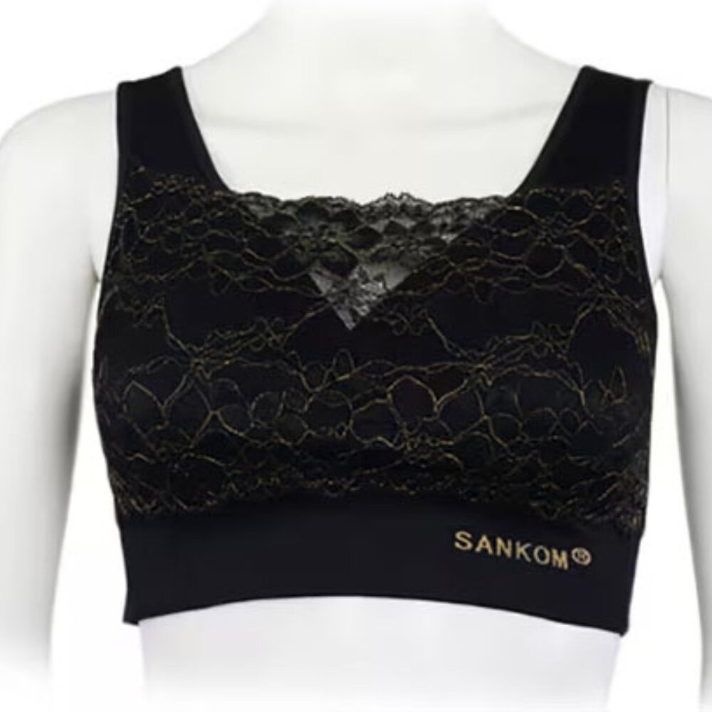 New SANKOM Support & Posture Bra! Black Lacy! M-L